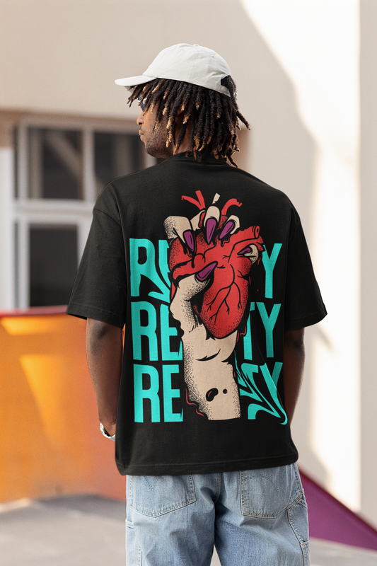 Red and Blue Heart Streetwear T-Shirt Design