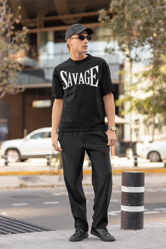 SAVAGE Text Oversized T-Shirts